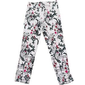 Lisette-L Montreal Floral Pattern Women White Black Red Pull On Casual Pants 8